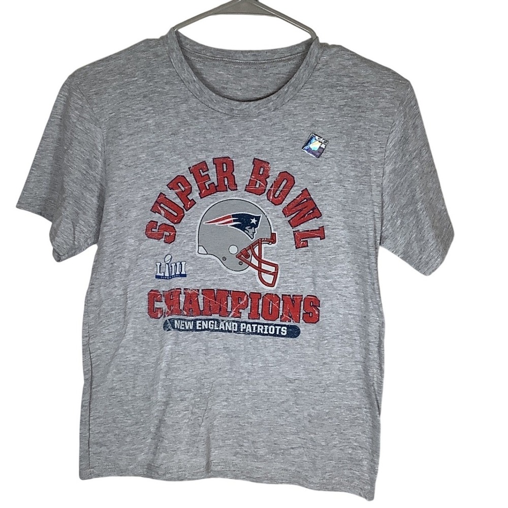 New England Patriots Super Bowl LIII Champions Youth Gray Graphic T-Shirt Size M